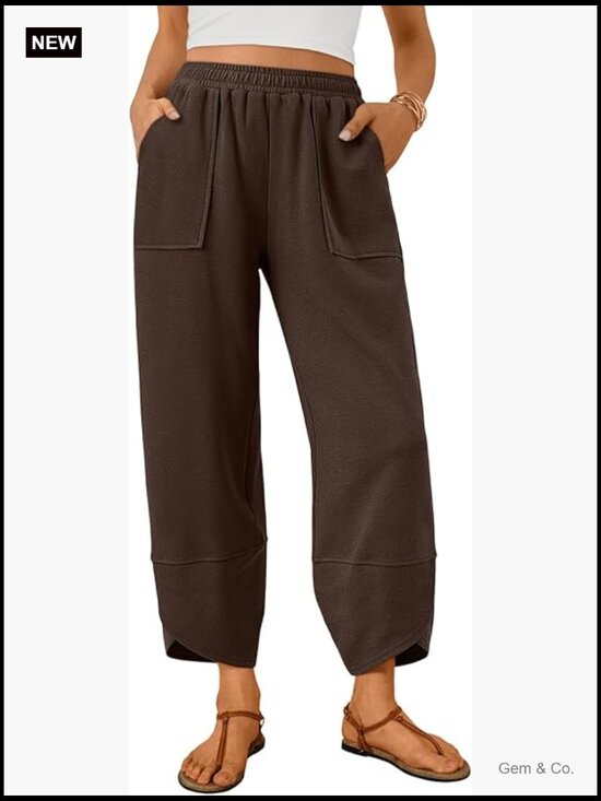 Pants - Wide Leg Pants, Soft Cotton Blend with Pockets for Casual Summer